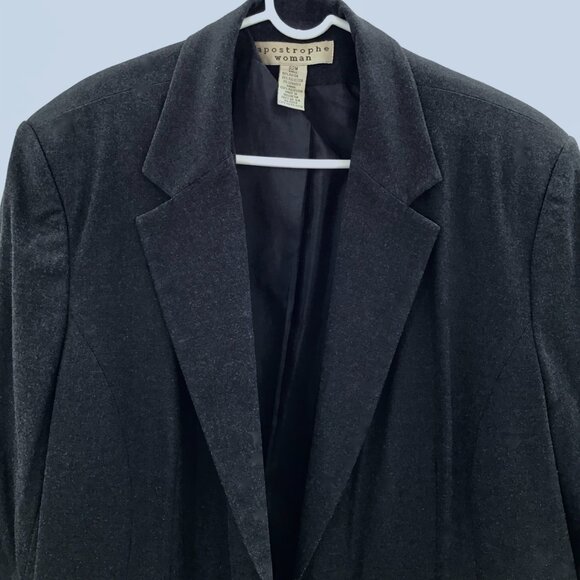 Vintage Long Blazer Transitional Weather Coat Charcoal Black Women's 22W Lined - Picture 4 of 10